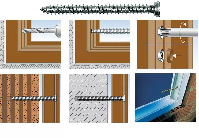 Vis de fixation FFS FISCHER pour fenêtre PVC et métalliques